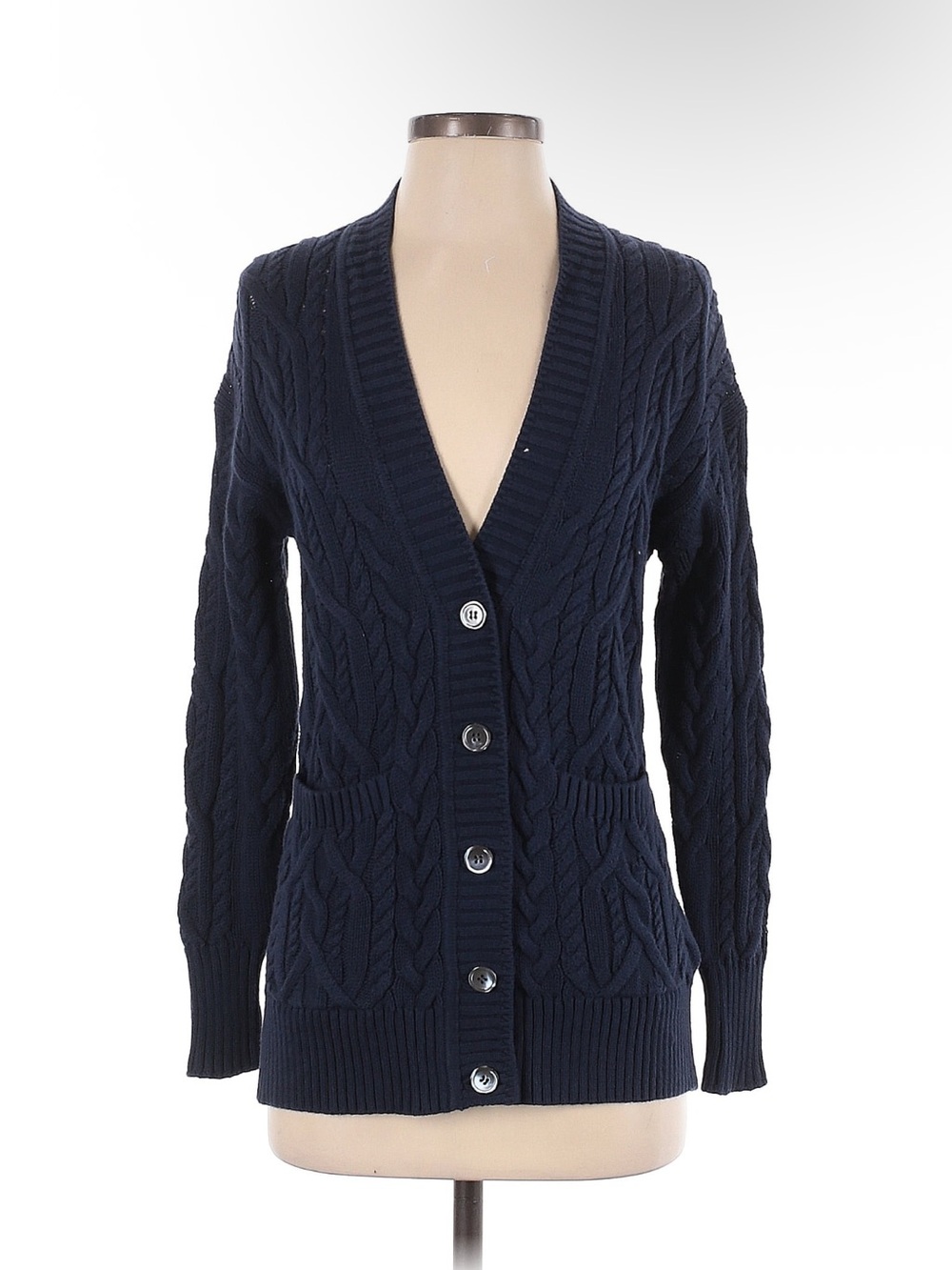J. Crew Navy Cable-Knit Button Front Cardigan